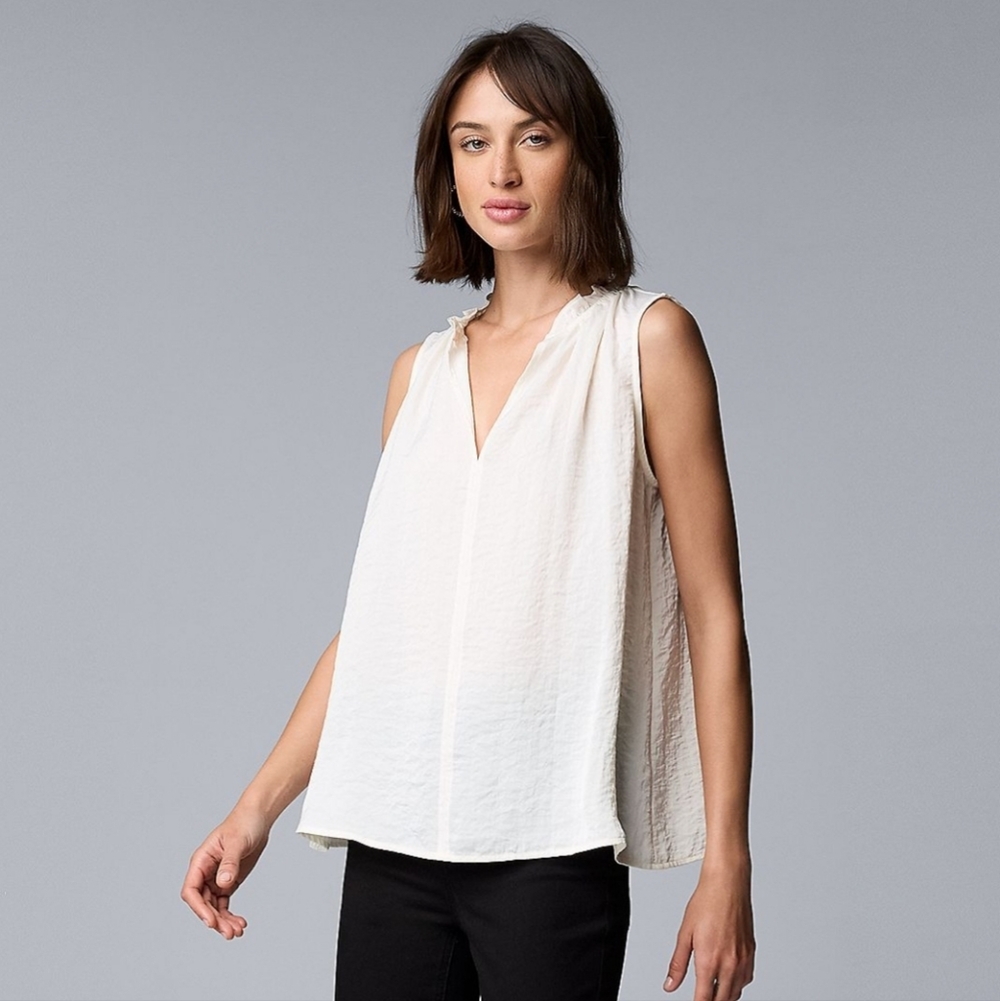 Simply Vera Vera Wang White Blouse Size Large
